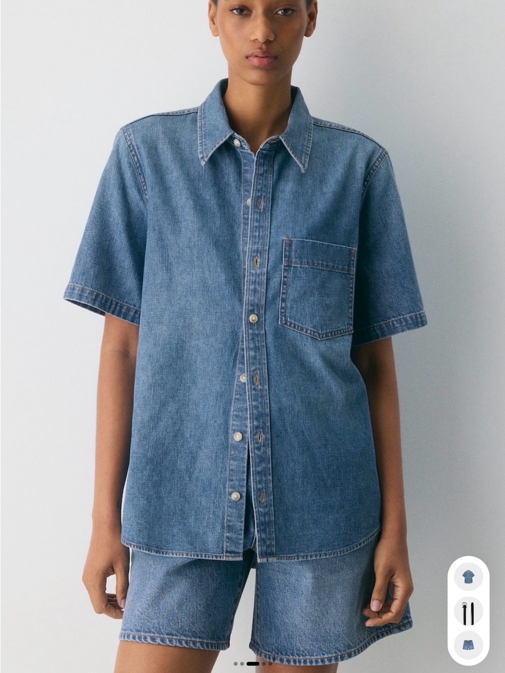 Denim Forum The 90s Vintage Women’s Short-Sleeve Denim Shirt - Blue